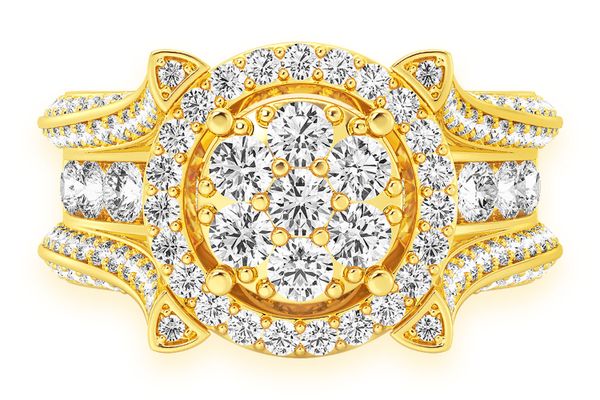 Mosaic Cluster Diamond Ring 14k Solid Gold 3.35ctw