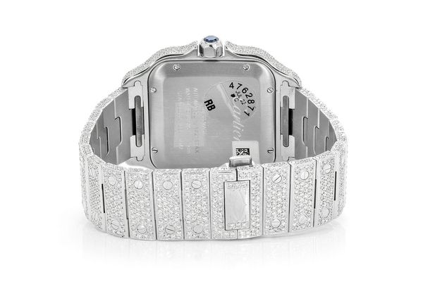 Cartier Santos De Cartier Steel 40MM (4072) - 20.50ctw Fully Iced Out