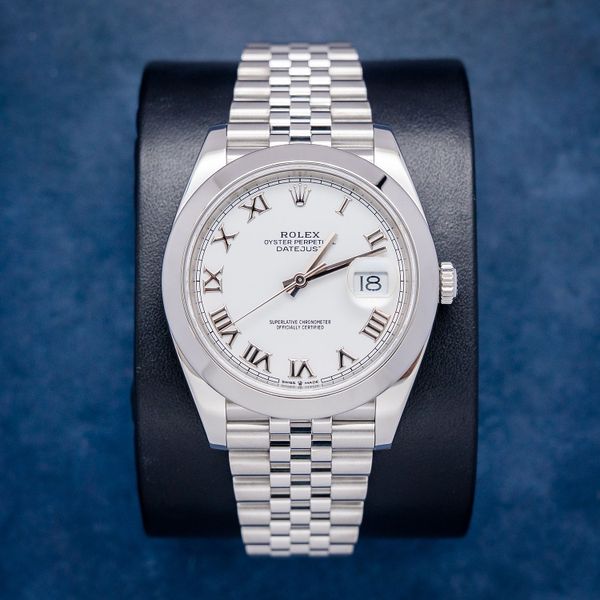 Rolex Datejust 41MM (126300) White Roman - Jubilee Brac. - Watch & 2020 Card & Box - (sw929)