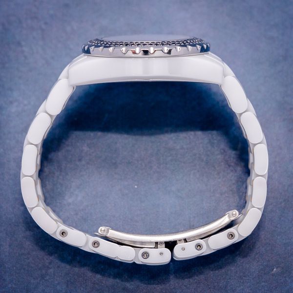 Chanel J12 - White Ceramic - Black Diamond Bezel - Watch Only (sw912)