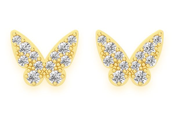 Butterfly Stud Diamond Earrings 14k Solid Gold 0.15ctw