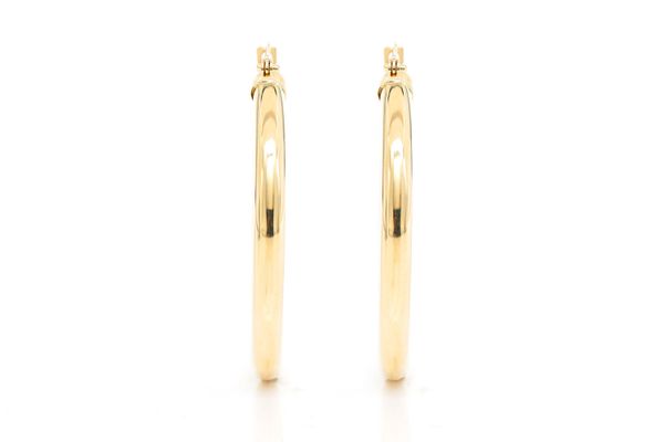 3MM Hoop Earrings 14k Solid Gold Medium