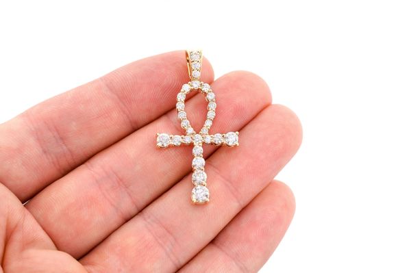 Icebox - Solitaire Ankh Egyptian Diamond Pendant 14k Solid