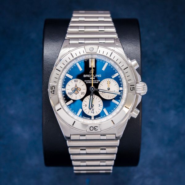 - Breitling Chronomat 42MM (ab0134) Steel - "NFL Saints" Limited Edition 104 Pieces! - (sw773)