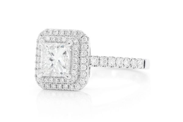 1.25ct Princess Cut - Double Halo - Diamond Engagement Ring - All Natural