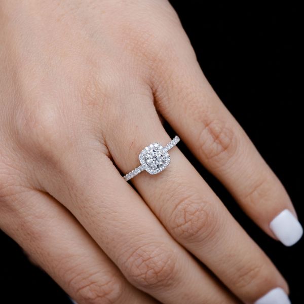 0.35ctw Miracle Set Cushion Halo - Diamond Engagement Ring - All Natural 