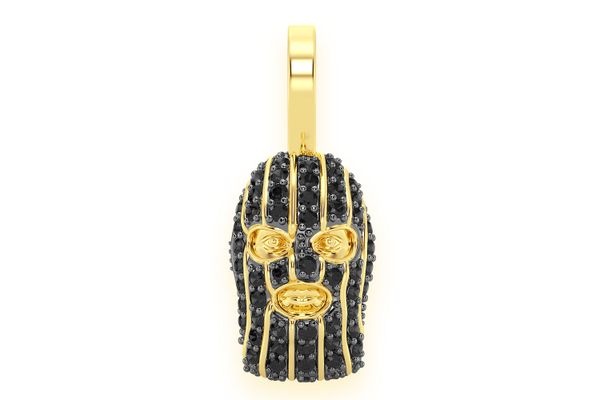 Black Ski Mask Diamond Pendant 14k Solid Gold 0.25ctw