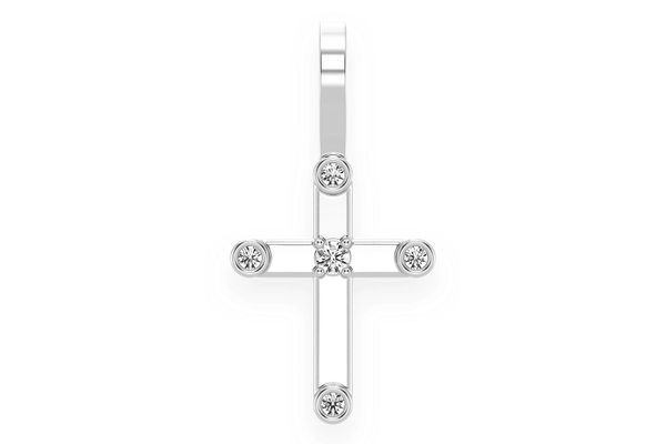 5 Diamond Cross Pendant 14k Solid Gold 