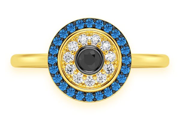 Round Evil Eye Diamond Ring 14k Solid Gold 0.33ctw 