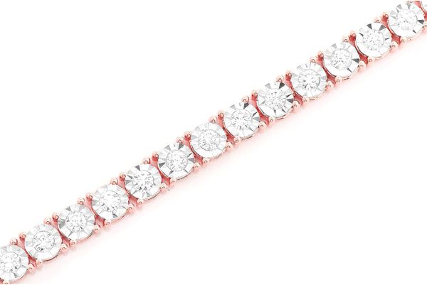 12pt Miracle Set Diamond Tennis Bracelet 14k Solid Gold 4.15ctw