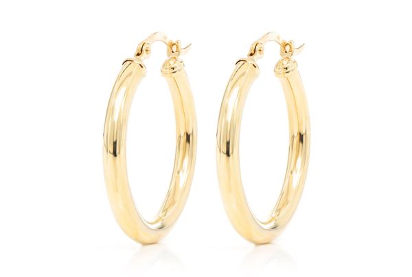 3MM Hoop Earrings 14k Solid Gold Small