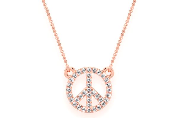 Peace Sign Diamond Necklace Connected 14k Solid Gold 0.15ctw