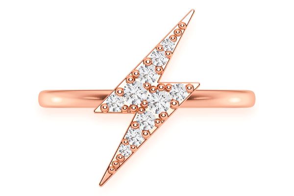 Lightning Bolt Diamond Ring 14k Solid Gold 0.15ctw