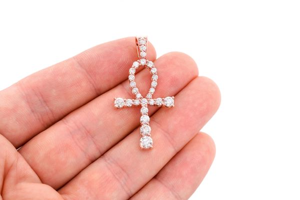 Icebox - Solitaire Ankh Egyptian Diamond Pendant 14k Solid