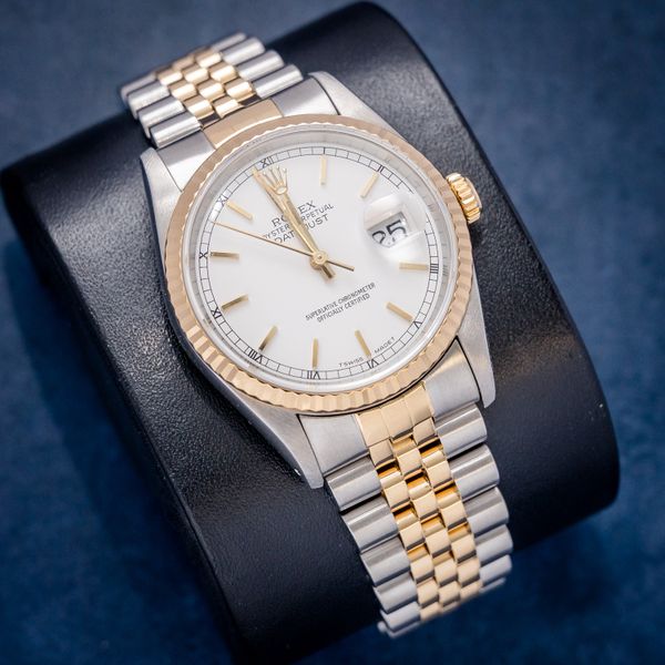 Rolex Datejust 36MM (16233) Steel & Yellow Gold - Jubilee Bracelet - White Index Dial - Watch & Box - (sw815)