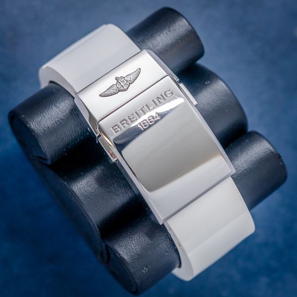 Breitling Bentley 44MM (a13363) White Rubber Strap - Deployant Buckle - Watch & Cosc Paper (sw786)