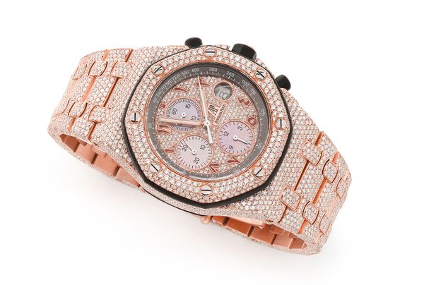 Audemars Piguet Royal Oak Offshore 18k Rose Gold - 28.50ctw Fully Iced Out