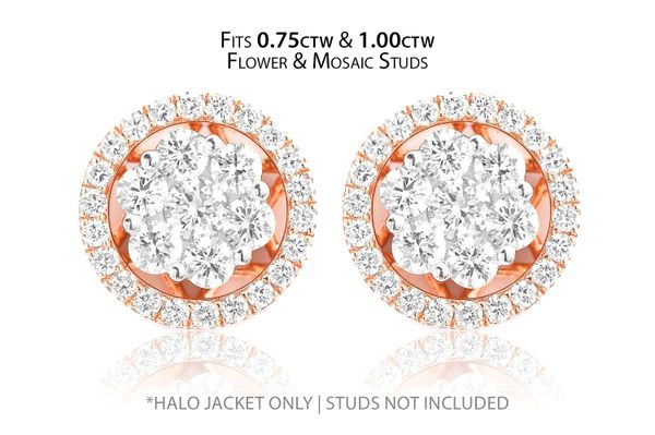 Flower & Mosaic Halo Diamond Earring Jacket 14k Solid Gold 0.50ctw