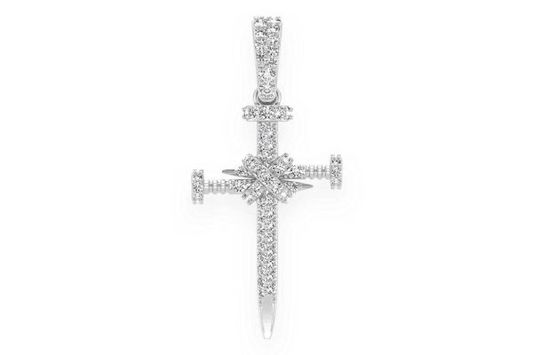Icebox - Nail Cross Diamond Pendant 14k Solid Gold 0.50ctw