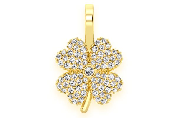 Four Leaf Clover Diamond Pendant 14k Solid Gold 0.35ctw