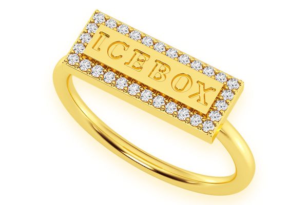 Icebox Logo Diamond Ring 14k Solid Gold 0.15ctw