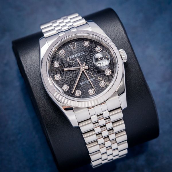Rolex Datejust 36MM (116234) - Steel & White Gold - Jubilee - Black Jub Diamond Dial - Steel - 2008 Card & Box - (SW1133)