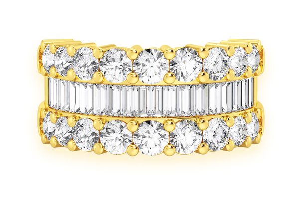 Round & Baguette Diamond Band 14k Solid Gold 4.40ctw