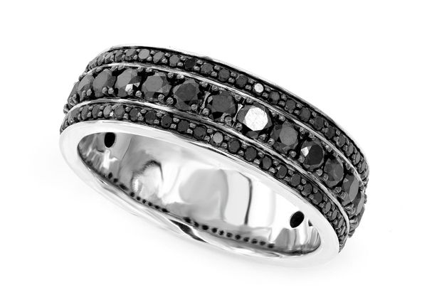 Icebox - Three Row Black Diamond Band 14k Solid Gold 2.00ctw Icebox - Three Row Black Diamond Band 14k Solid Gold 2.00ctw
