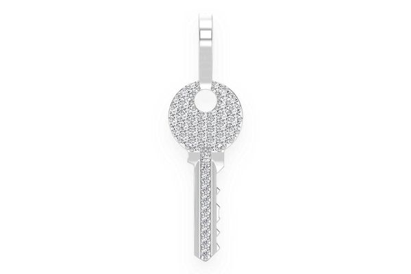 Key Diamond Pendant 14k Solid Gold 0.15ctw