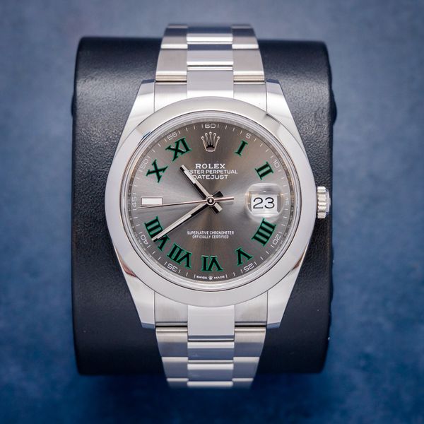 Rolex Datejust 41MM (126300) "Wimbledon" Slate Dial - Oyster Brac - 2025 Card+WT & Box - (sw819)