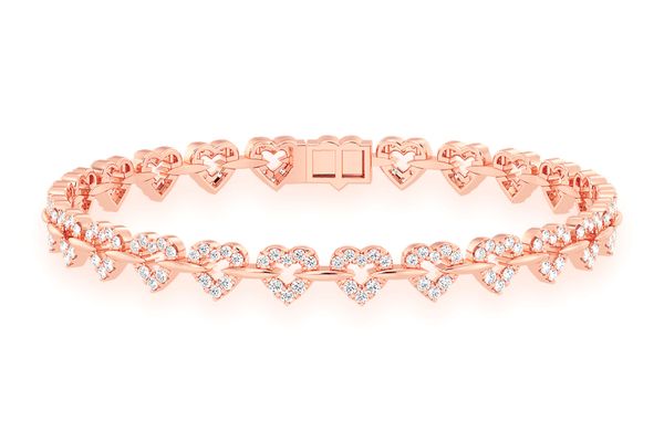 Heart Shape Diamond Bracelet 14k Solid Gold 2.35ctw