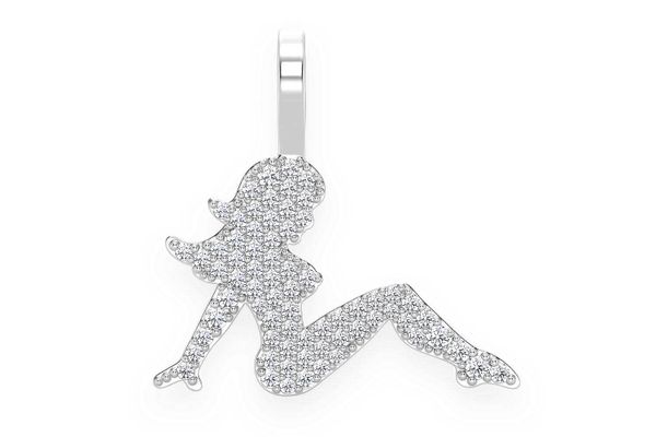 Mudflap Girl Diamond Pendant 14k Solid Gold 0.25ctw