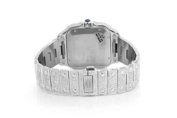 Cartier Santos De Cartier Steel 40MM (4072) - 20.50ctw Fully Iced Out