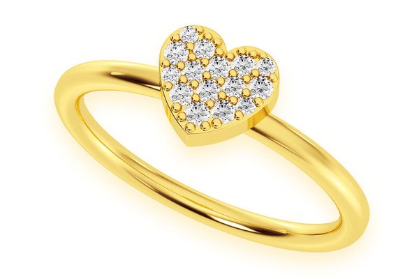 Bubbly Heart Diamond Ring 14k Solid Gold 0.10ctw