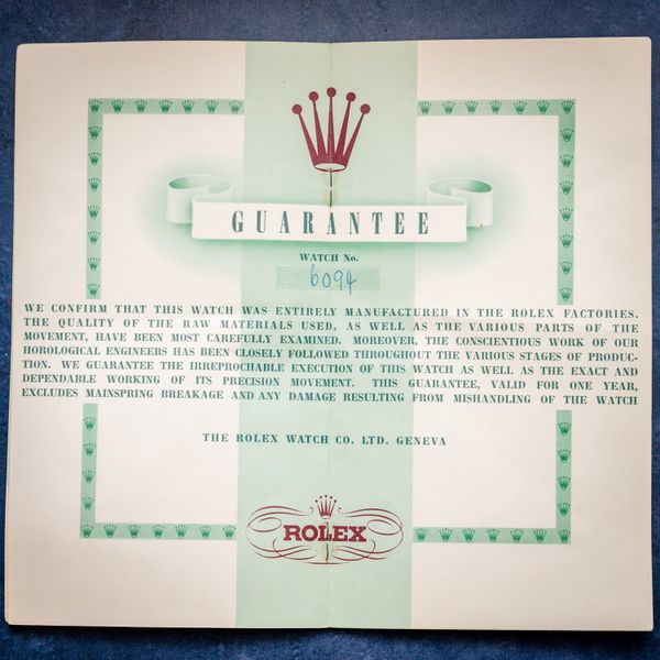 - Rolex Oysterdate Precision 34MM (6094) - Watch & 1953 Original Papers - (sw915)