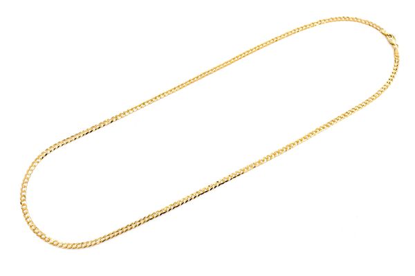 3MM Flat Curb Link 14k Solid Gold Chain