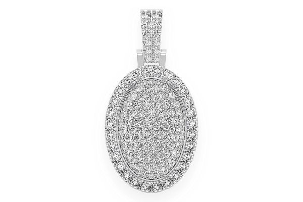 Oval Pillow Double Layer Diamond Pendant 14k Solid Gold 2.50ctw