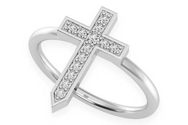 Cross Point Diamond Ring 14k Solid Gold 0.10ctw