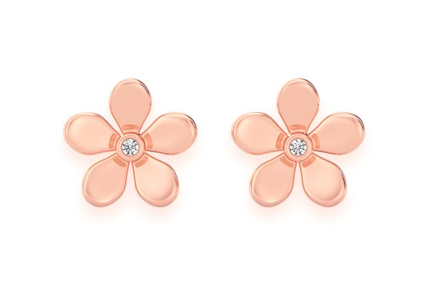 Flower Petal Diamond Earrings 14k Solid Gold 0.02ctw