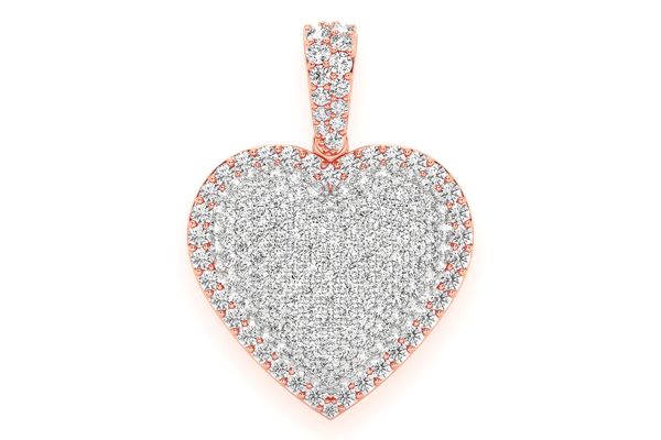 Bubbly Heart Double Layer Diamond Pendant 14k Solid Gold 2.00ctw