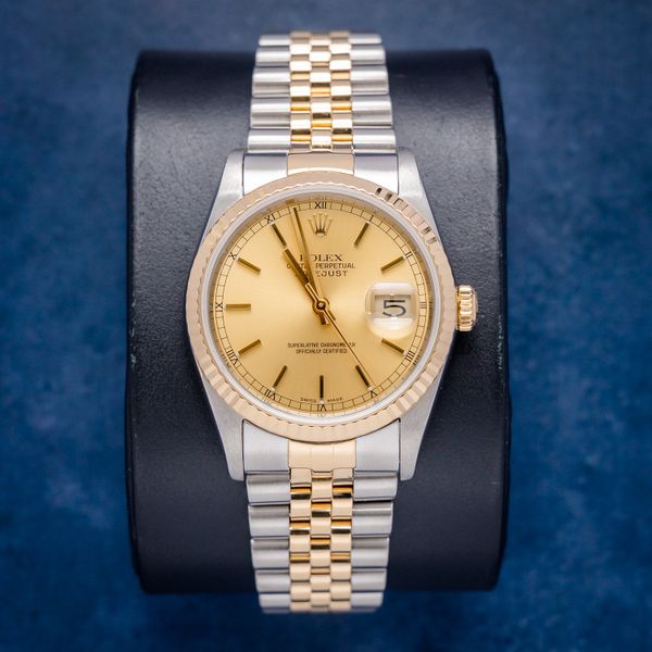 - Rolex Datejust 36MM (16233) Steel & Yellow Gold - Champagne Stick - Watch & Box (sw845)