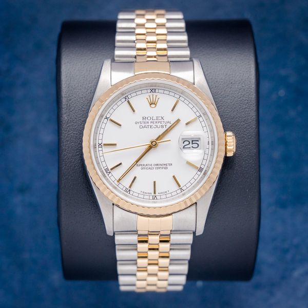 Rolex Datejust 36MM (16233) Steel & Yellow Gold - Jubilee Bracelet - White Index Dial - Watch & Box - (sw815)