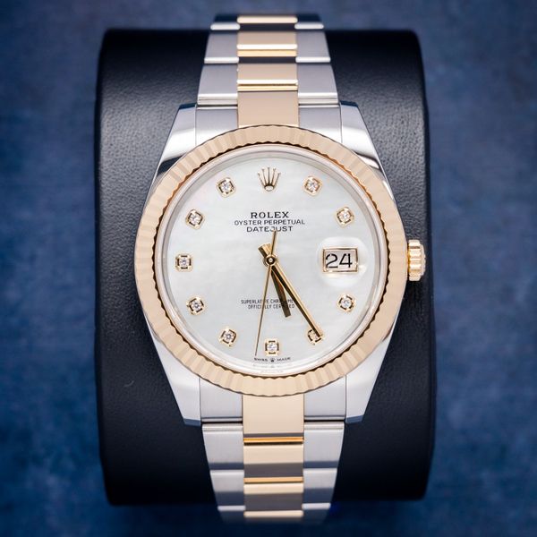 Rolex Datejust 41MM (126333) - Steel & Yellow Gold - White Mop Diamond Dial - Oyster Brac - Watch & 2022 Card & Box (sw1108)