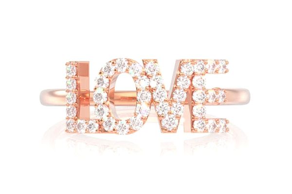 Love Diamond Ring 14k Solid Gold 0.15ctw