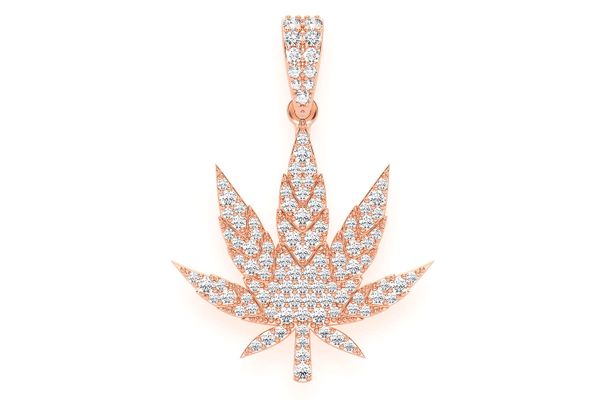 Icebox - Cannabis Leaf Diamond Pendant 14k Solid Gold 1.60ctw