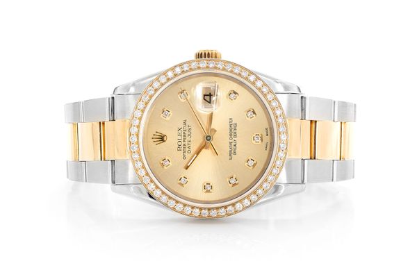 Rolex Datejust 36MM 18k Yellow Gold & Steel (116203) - 1.16ctw Diamond Bezel