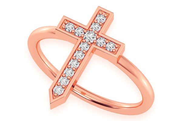 Cross Point Diamond Ring 14k Solid Gold 0.10ctw