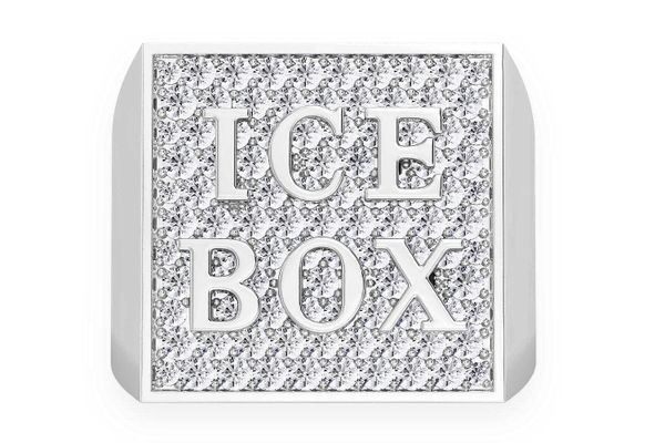 Icebox Logo Square Diamond Ring 14k Solid Gold 1.50ctw