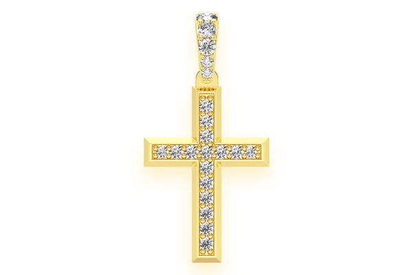 Angled Cross Diamond Pendant 14k Solid Gold 0.33ctw