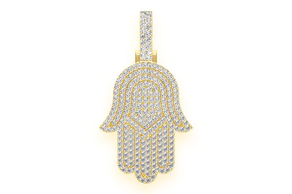 Hamsa Diamond Pendant 14k Solid Gold 10.00ctw